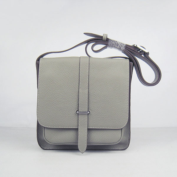 7A Hermes Togo Leather Messenger Bag Grey h2811 Replica - Click Image to Close